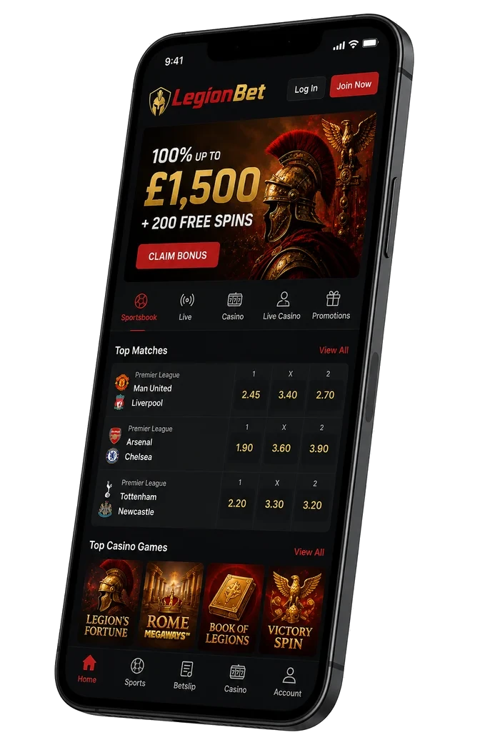 LegionBet app on a smartphone
